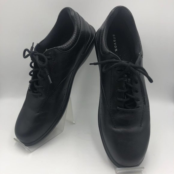 Aravon Farren Women's Black Leather Walking Shoes Sneakers Size 11 2A - Picture 1 of 12